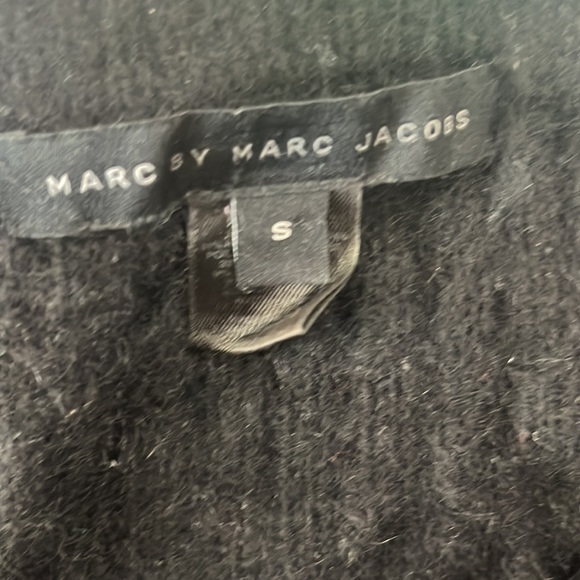 Marc By Marc Jacobs Black Nylon Angora Knit Sweater with Silver Metallic Argyle - Picture 10 of 11